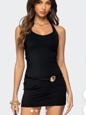 Edikted Black Tank Mini Dress with Shell